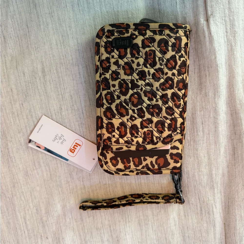 NEW Lug Tandem Zip Around Quilted Leopard Print Wallet